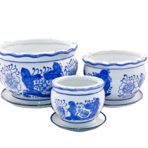 P7384 JOGO DE 3 CACHEPOTS DE CERAMICA