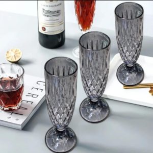 VS17 Kit com 6 Copos Sorvete Água Suco Vinho Vidro 360ml Peças Robustas