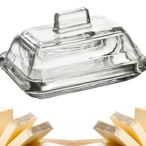 VS44 Manteigueira De Vidro Corações Lapidado 250g Com Tampa