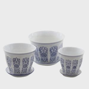 151601 Vaso De Cerâmica Jogo Com 3 Peças Acompanha O Prato