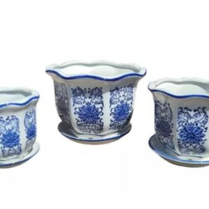 152001 Vaso De Cerâmica Jogo Com 3 Peças Acompanha O Prato