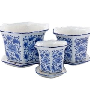 151801 Vaso De Ceramica Jogo Com 3 Peças Acompanha O Prato