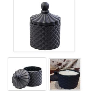 96701 Porta Jóias Biju Preto Cerâmica Detalhe Dourado 12x7,5