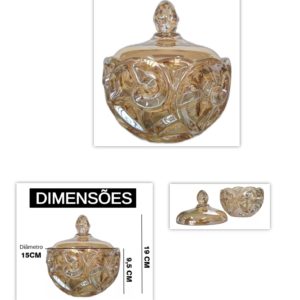 99201 Potiche Bomboniere Vidro Âmbar Tampa Requinte 19x15