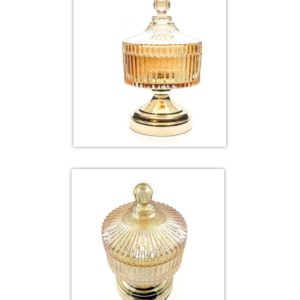 97901 Bomboniere De Vidro Gold 14x14x24cm